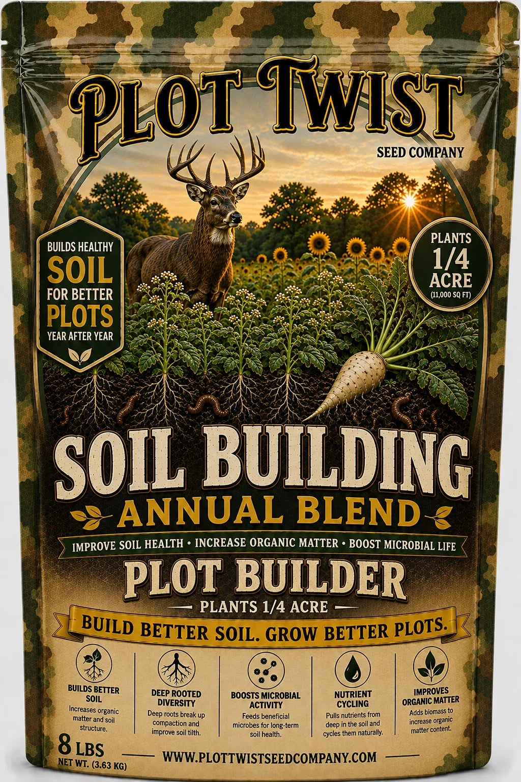 Plot Twist Soil Building Annual Blend – Plot Builder 8 lb seed bag