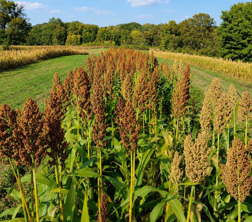 Grain sorghum standing in a food plot